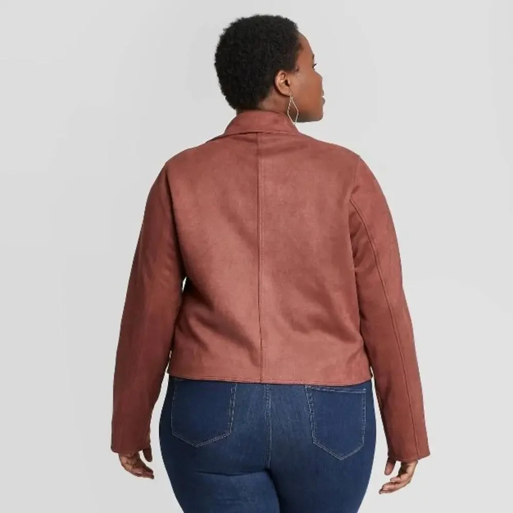 NWOT Suede Coffee Moto Jacket - Picture 2 of 2